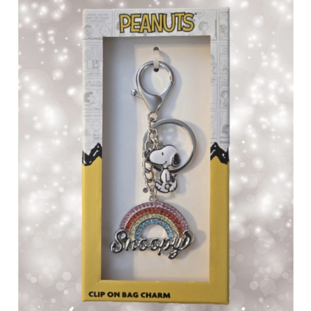 Peanuts Snoopy Silver Rainbow Keychain Bag Charm